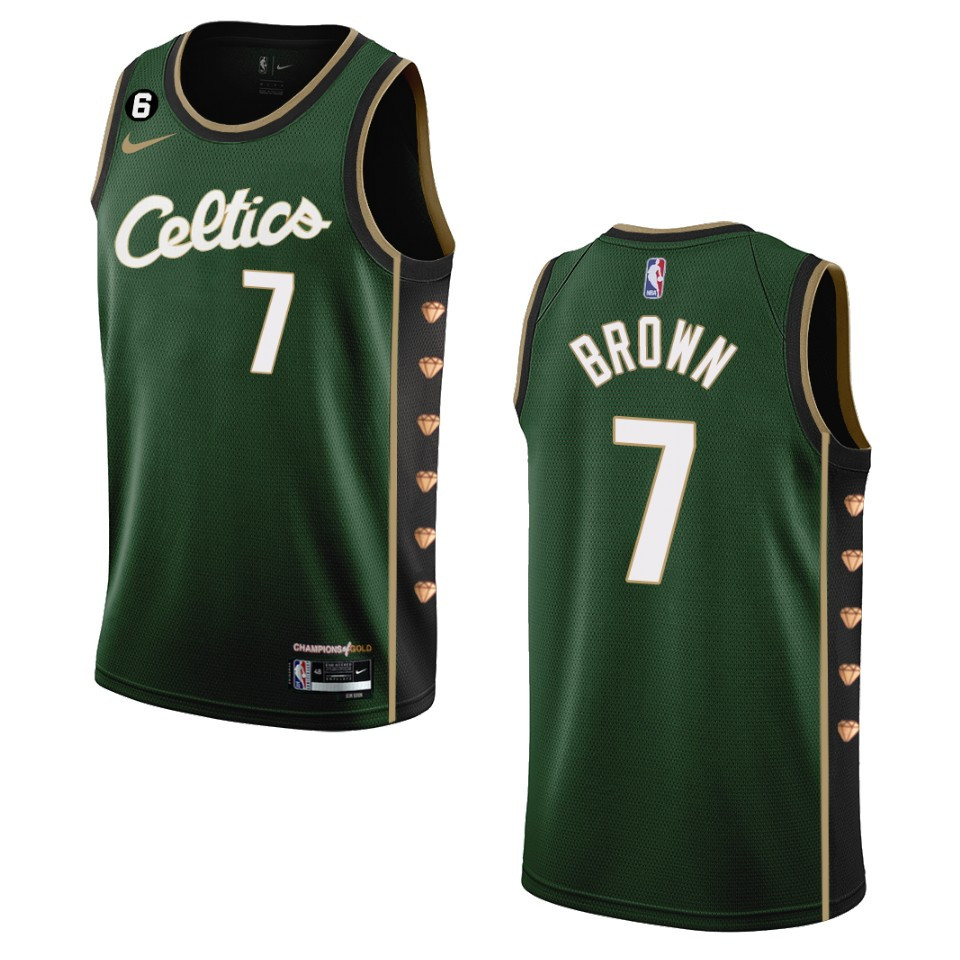 Men's Boston Celtics Jaylen Brown #7 City Edition 2022-23 Swingman Dark Green Jersey 2401XWQY